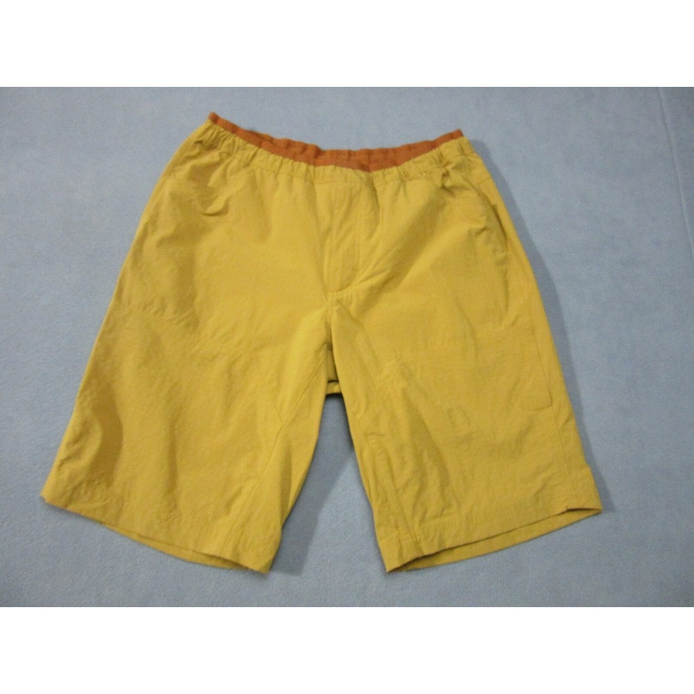 REI Shorts Mens Medium Yellow Mustard Excellent Nylon Stretch Hiking Beach Board